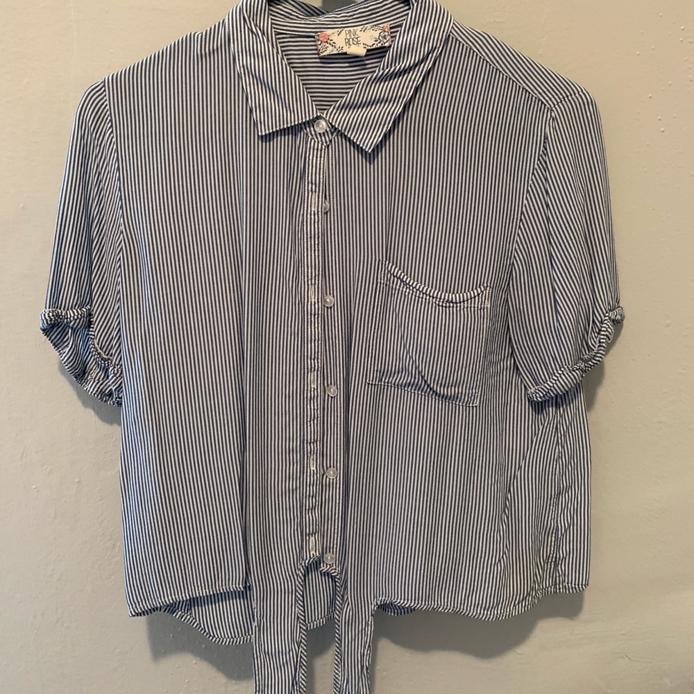 Tie front button up